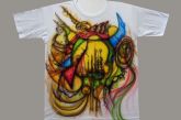 Camiseta Modelo Básico com Motivos em Aerografia, ref. 1a9